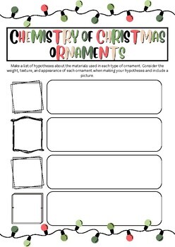 Preview of Christmas Editable Science 'Chemistry of Christmas Ornaments' STEM Worksheet