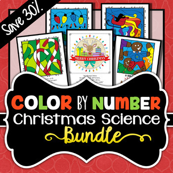 Preview of Christmas Science Activity - Holiday Color by Number Bundle