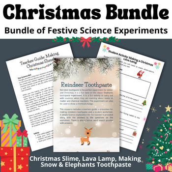 Preview of Christmas Science Experiment Bundle | Making Slime, Snow, Lava Lamp & More!