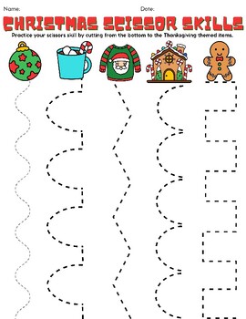 Christmas Scissor Skills Printable Worksheet by HenRyCreated | TPT
