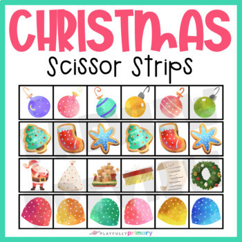 Preview of Christmas Scissor Skills, Santa Cutting Practice, Montessori Cutting Strips