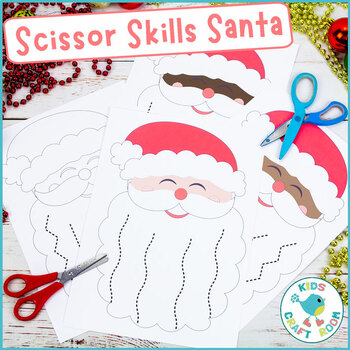 Preview of Christmas Scissor Skills - Santa's Beard Cutting Worksheets - Fine Motor Skills