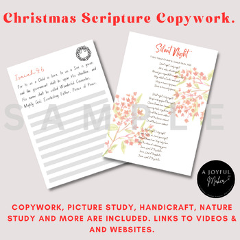 Preview of Christmas Scripture Copy-work: Inc. Nature Study, Picture Study and Handicrafts!