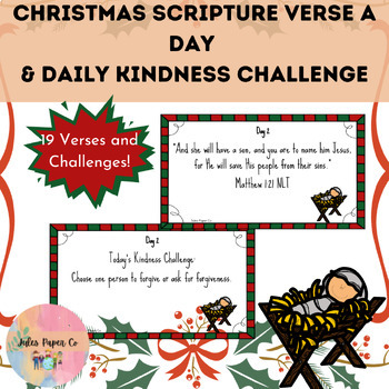 Preview of Christmas Scripture Verse a Day & Daily Kindness Challenge Month of December