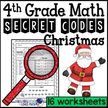 Preview of Christmas Secret Code Math Worksheets 4th Grade Common Core
