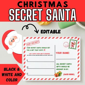 Christmas Secret Santa | Gift Exchange Questionnaire Form | Printable ...
