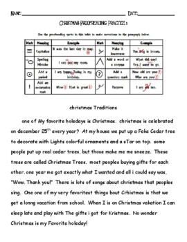 Preview of Christmas (Secular) Proofreading Practice [Moderate] with Key 1