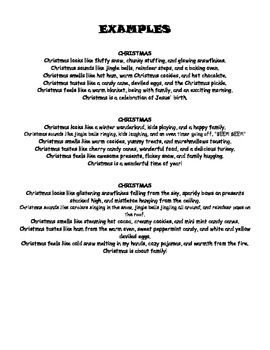 Christmas Sensory Poem by Laura Hopper | Teachers Pay Teachers