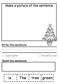 Christmas Sentence Building NO PREP by Miss Rainbow Education | TPT