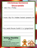 Christmas Sentence Unscramble (with writing checklist)