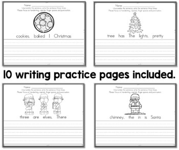 Christmas Sentence Writing Practice - Fix it! Read it! Write it!