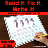 Christmas Sentence Writing Practice Wroksheets Fix it! Rea