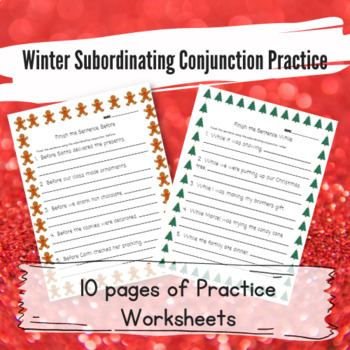 Preview of Christmas Sentence Writing Practice: Subordinating Conjunctions