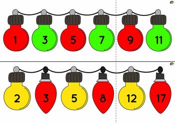 Christmas Sequence Lights Worksheets by Koodlesch | TpT