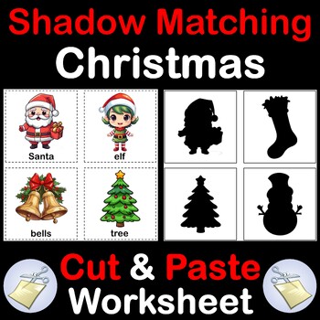 Christmas - Shadow Matching Worksheet - Cut & Paste - Visual Discrimination