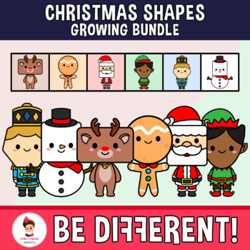 Preview of Christmas Shapes Clipart Geometry Math 2D Kawaii Growing Bundle