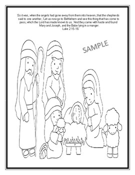 Christmas - Shepherds with Joseph, Mary and Baby Jesus Coloring Sheet NKJV
