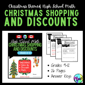 Preview of Christmas Shopping & Discounts | High School Math | Canada