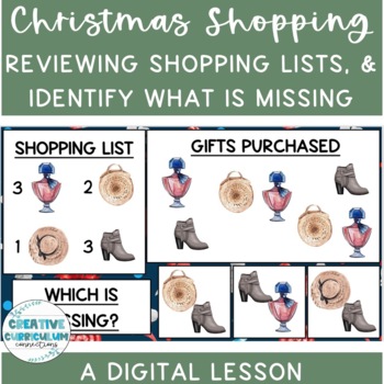Preview of Christmas Shopping Functional Reading Shopping List Review Whats Missing Digital