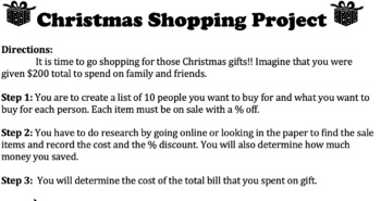 Preview of Christmas Shopping Project