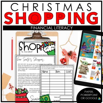 Preview of Christmas Shopping Spree | Financial Literacy | EDITABLE | Print and Digital