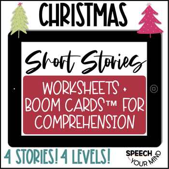 Preview of Christmas Short Stories Boom Cards™ + Worksheets BUNDLE | Christmas Passages