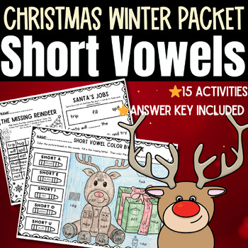 Preview of Christmas Short Vowels Early Finisher Packet, Color by Code, Phonics Sentences
