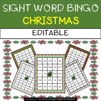 Preview of Christmas: Sight Word Bingo - Editable