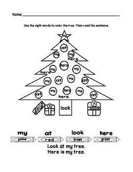 Christmas Sight Word Coloring by Education and Songs TpT