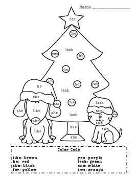 Preview of Christmas Sight Word Coloring Page