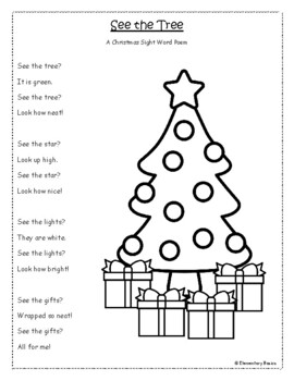 Christmas Sight Word Poem by Elementary Basics | TPT