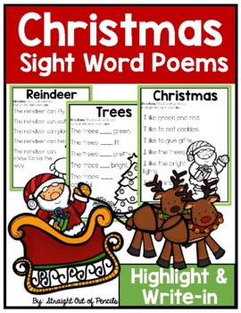 Christmas Sight Word Poems - Highlight and Write-In Sight Words | TpT