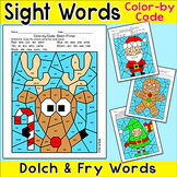 Christmas Activities Color by Sight Words: Santa, Rudolph,