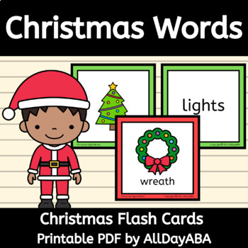 Christmas Sight Words Flash Cards for Matching with Pictures Practice - ABA