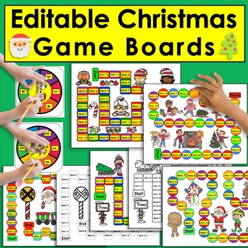 Preview of Christmas Editable Sight Word Game Boards Color & Blackline Set 2