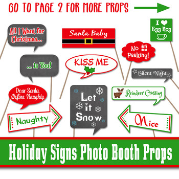 Preview of Christmas Signs Photo Booth Props and Decorations - Printable