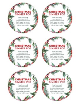 Preview of Christmas Simmer Pot: Mason Jar Labels