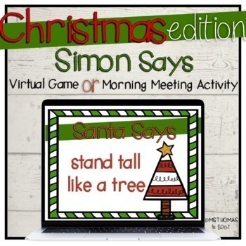 Preview of Christmas Simon Says | Morning Meeting Activity | Virtual Game