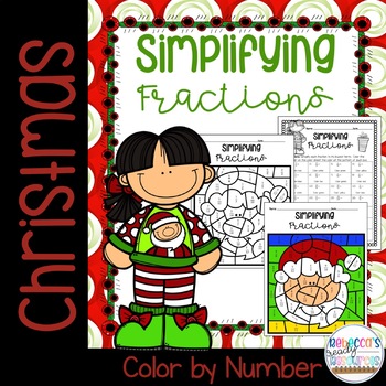 Preview of Christmas Simplifying Fractions Color by Number