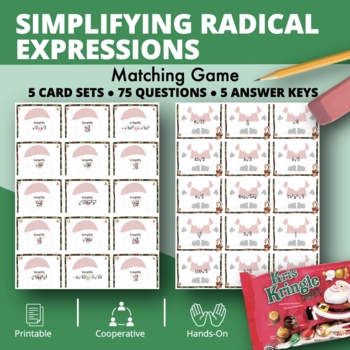 Preview of Christmas: Simplifying Radical Expressions Matching Game