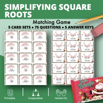 Preview of Christmas: Simplifying Square Root Expressions Matching Game