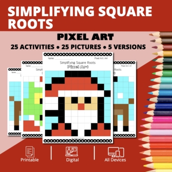 Preview of Christmas: Simplifying Square Root Expressions Pixel Art Activity