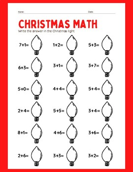Christmas Single Digit Math by TeachCreateShare | TPT