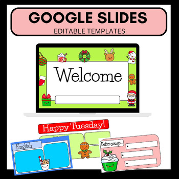 Preview of Christmas Slides Editable Templates-Distance Learning- Google Slides