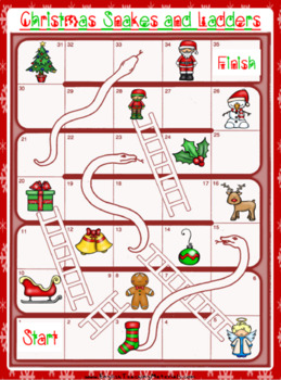 Preview of Christmas Snakes and Ladders Worksheet | Free/Freebie