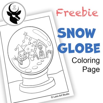 Christmas Snow Globe Coloring Page Freebie Luna Art Studio Tpt