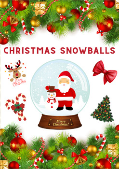 Preview of Christmas Snowballs For Cutting and Coloring Activities