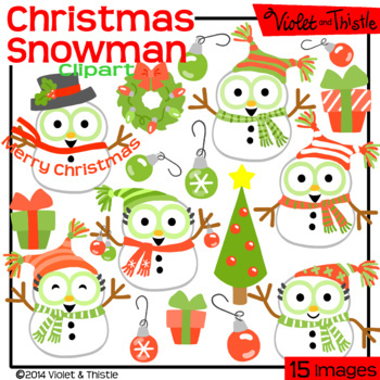 Christmas Snowmen Clipart Red Green Christmas Tree Wreath Gift Ornament ...