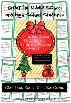 Preview of Christmas Social Skills Situation Cards and Problem Solving Skills