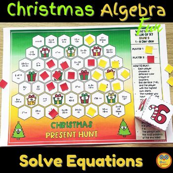 Preview of Christmas Solve Equations Games - 3 Fun Algebra Avtivities
